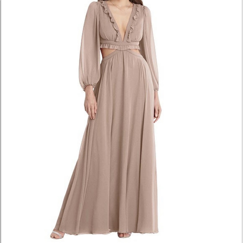 Dessy, Ruffled Chiffon Cutout Dress